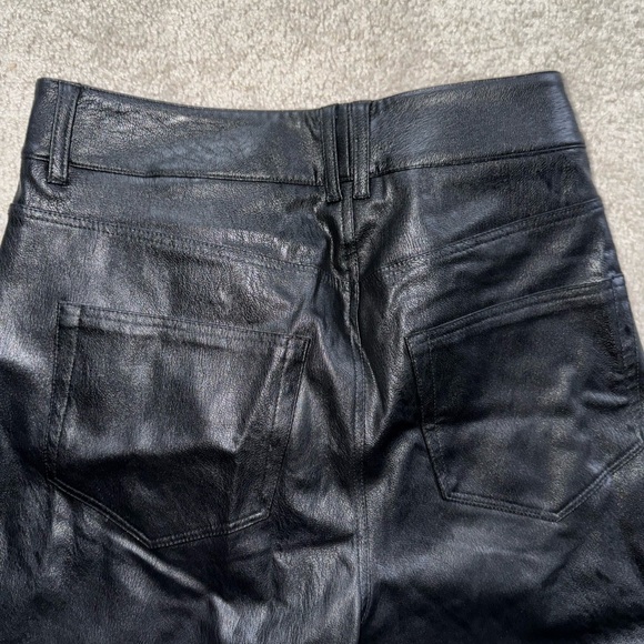 PAIGE Midnight Black Leather Trousers - Picture 5 of 5